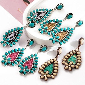Synthetic Turquoise Stud Earrings, Teardrop Dangle Earrings for Women