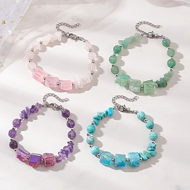 4 Браслеты из бусин из натуральных и синтетических камней для женщин, круглый картофель фри и наггетсы