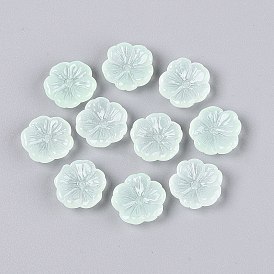 Transparente sprühlackierte Glasperlen, halb gefrostet, Blume