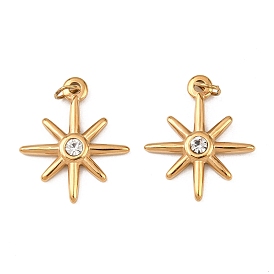 304 подвески из нержавеющей стали, звезда, со стразами, ионное покрытие (ip), с целью перехода в кольце