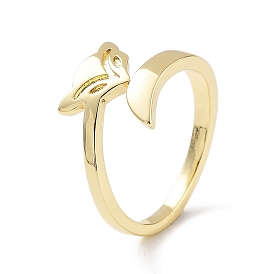 Brass Open Cuff Rings for Women, Fox Shape
