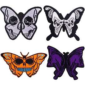 Papillon avec tête de mort tissu de broderie informatisé fer sur/coudre sur les patchs, accessoires de costumes