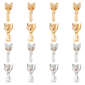 16 шт. 2 цвета латунь микропаве кубический цирконий ледоруб щипцы для защемления, долговечный, морда лисы, темно-оранжевый