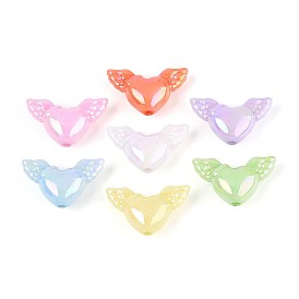 Непрозрачные акриловые бусины с УФ-покрытием, радужный, сердце с крыла