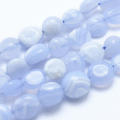 Natural Blue Lace Agate Beads Strands, Tumbled Stone, Nuggets