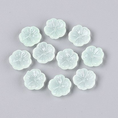 Transparente sprühlackierte Glasperlen, halb gefrostet, Blume