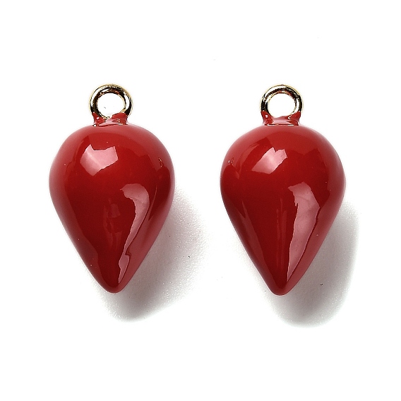 Латунь эмаль подвески, клубничное очарование, долговечный, без кадмия и без свинца, стойки покрытие, реальный 18 k позолоченный