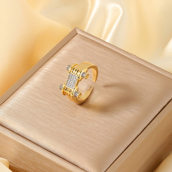 Латунные кольца из манжеты с прозрачным цирконием