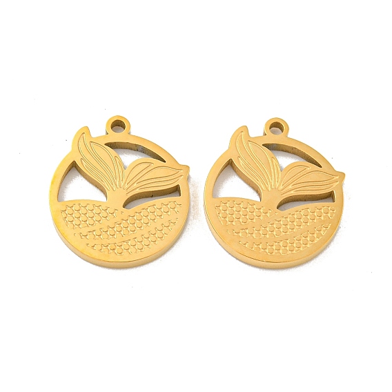 Ионное покрытие (ip) 304 подвески из нержавеющей стали, лазерная резка, плоский круглый с подвеской в виде рыбьего хвоста