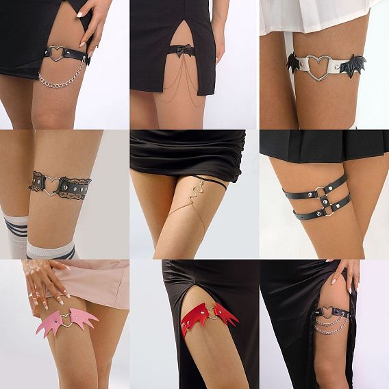 Цепь для ног из искусственной кожи, готическая цепь на бедро для женщин
