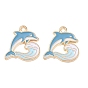 Alloy Enamel Pendants, Dolphin Charms