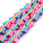 Handmade Polymer Clay Beads Strands, Star with Stripe Pattern