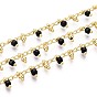 Латунь бордюр цепи, с бусинами из натурального камня, пайки, с катушкой, долговечный, золотые, пайки, кубические