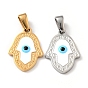 304 Stainless Steel Pendants, Long-Lasting Plated, with Enamel, Hamsa Hand with Evil Eye