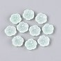 Transparent Spray Painted Glass Beads, Half Frosted, Flower