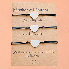 Stylish Heart Woven Stainless Steel Bracelet for Women - Mother Card Charm