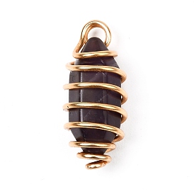 Natural Amethyst Pointed Pendants, with Real 18K Gold Plated Brass Findings, Bullet