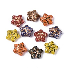 Краска для запекания Пикассо и стеклянные бусины, инкрустированные золотым металлом, звезда