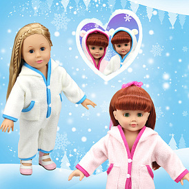 Winter Bear Plush Doll Jumpsuits, Doll Clothes Outfits, Fit for 18 inch American Girl Dolls
