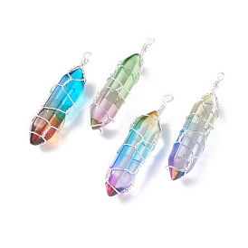 Pendentifs en verre, avec perles de verre à double pointe et fil de cuivre pour bijoux, balle