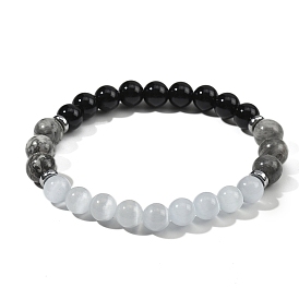 Натуральный смешанный драгоценный камень круглый шарик браслеты простирания, bleesing фэн-шуй браслеты для мужчин и женщин