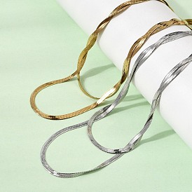 Унисекс 304 плоские цепочки-змейки из нержавеющей стали, двухслойные ожерелья