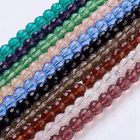 Perles en verre transparentes , à facettes (96 facettes), ronde
