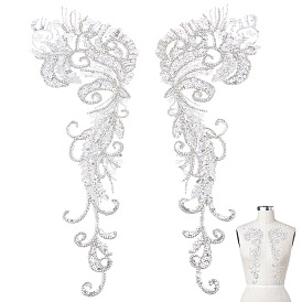 1 пара цветочных вышивок из полиэстера, пришитые цветочные аппликации, с пластиковыми пайетками и стеклянными бусинами, украшение для свадебного платья своими руками, Cheongsam