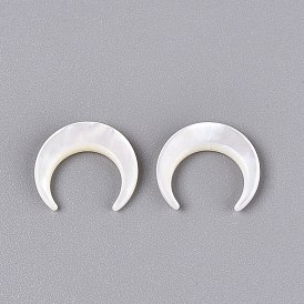 Cuentas de concha natural de blanco, Luna creciente de doble cuerno