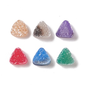 Natural Druzy Agate Cabochons, Dyed, Triangle