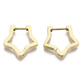 304 Stainless Steel Huggie Hoop Earrings, Star