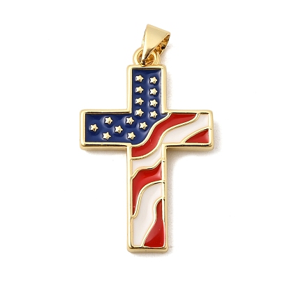 Подвески из латуни с эмалью ко Дню независимости, крест прелести, реальный 18 k позолоченный, долговечный, стойки покрытие, без свинца и без кадмия