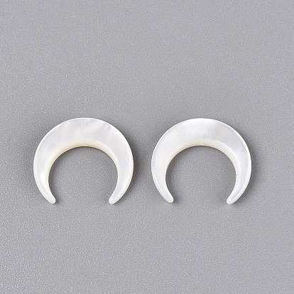 Natural White Shell Beads, Double Horn Crescent Moon