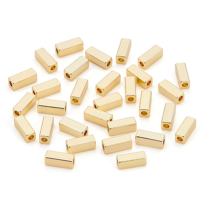 Brass Beads, Long-Lasting Plated, Cuboid