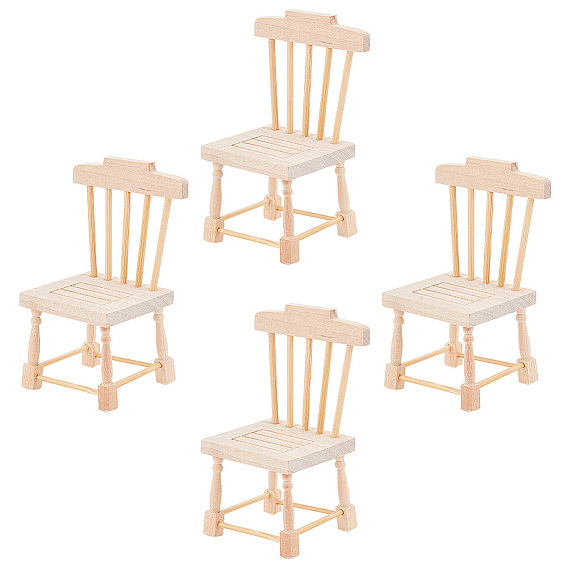 Mini chaises en bois, pour les accessoires de meubles de maison de poupée, décorations d'affichage à la maison