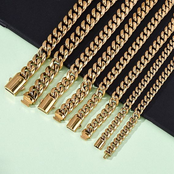 304 кубинские звенья из нержавеющей стали, ожерелья для унисекс, ионное покрытие (ip)