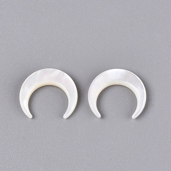 Natural White Shell Beads, Double Horn Crescent Moon