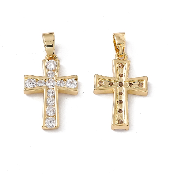 Латуни циркония кубической подвески, со стеклом, реальный 18 k позолоченный, без кадмия, без никеля и без свинца, религия крест очарование