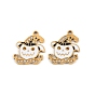 304 Stainless Steel Enamel Pendants, Ghost Charms, with Rhinestone, Ion Plating(IP)