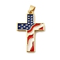 Подвески из латуни с эмалью ко Дню независимости, крест прелести, реальный 18 k позолоченный, долговечный, стойки покрытие, без свинца и без кадмия