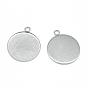 304 Stainless Steel Pendant Cabochon Settings, Serrated Edge Bezel Cups, Flat Round