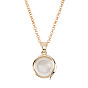 1Pc Alloy Glass Photo Frame Living Memory Floating Locket Pendant Rolo Chain Necklaces for Women, Golden