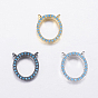 Brass Micro Pave Cubic Zirconia Charms, Oval