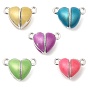 Heart Alloy Enamel Magnetic Clasps, for Couple Jewelry Bracelets Pendants Necklaces Making, Platinum
