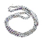 Half Rainbow Plated Electroplate Transparent Glass Beads Strands, Heart