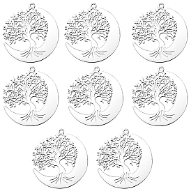 8 шт. 304 подвески из нержавеющей стали, Луна с оберегом «Древо жизни», лазерная резка