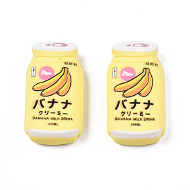 Opaque Resin Cabochons, Banana Milk Drink Bottle