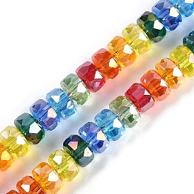 Electroplate Glass Beads Strands, Faceted, Wheel