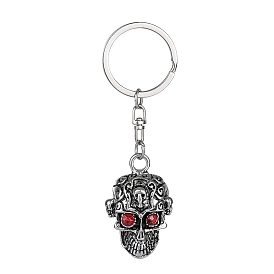 Alloy with Rhinetone Skull Ghost Head Keychain