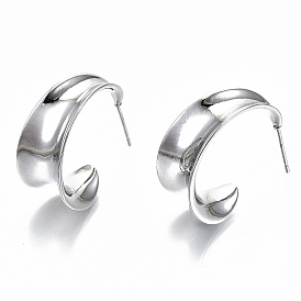 Полукруглые серьги-гвоздики из латуни, серьги-кольца, без никеля 